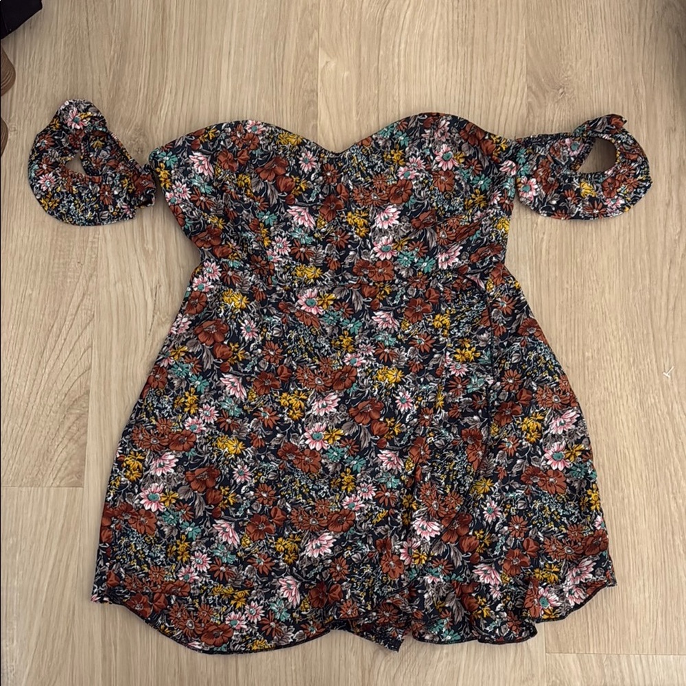 Nasty Gal Floral Off-Shoulder Romper Dress